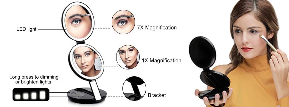 GadgetiCloud Lighted Travel makeup mirror LED makeup